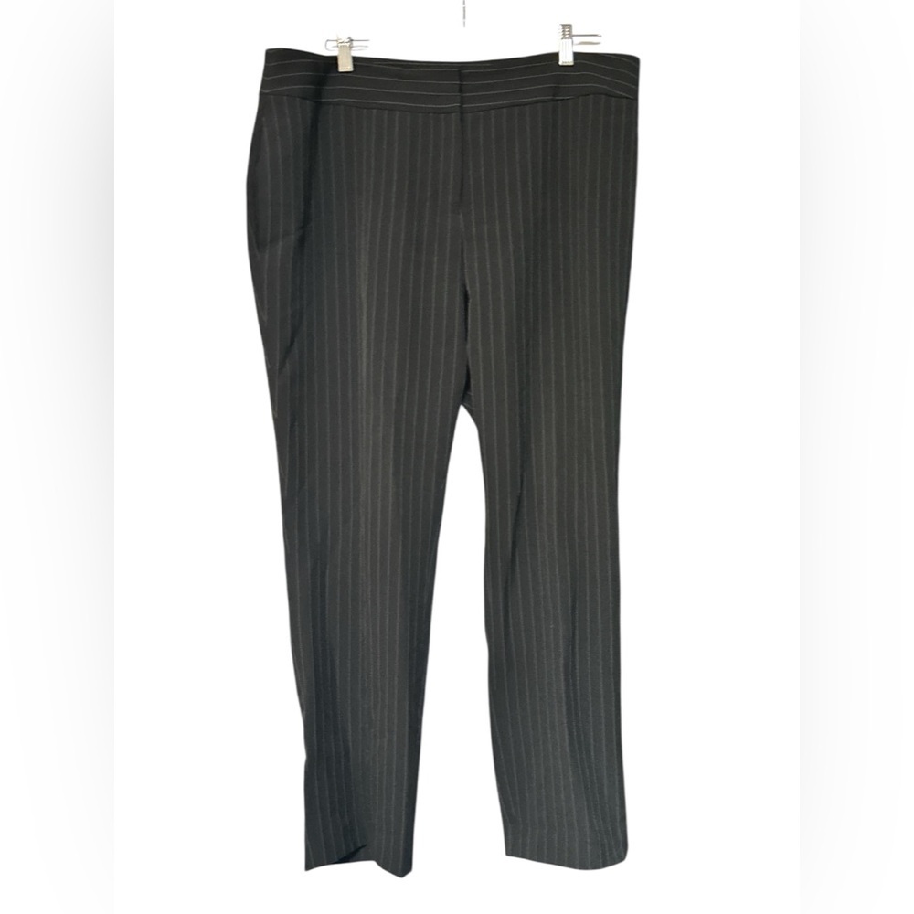 Kasper Black Pinstriped Dress Pants with‎ Classic Straight-Leg Cut